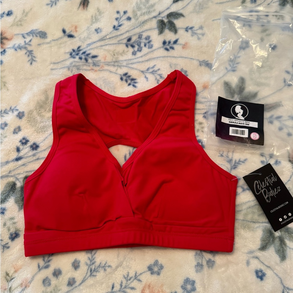 NWT Celestial Bodiez Red Sports Bra